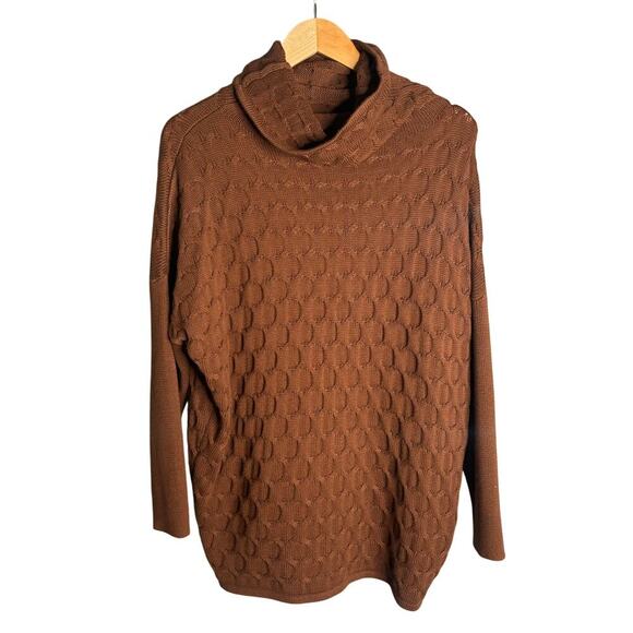 Natori Textured Mandalay Turtleneck Wedge Top Cognac Size S - Picture 5 of 8